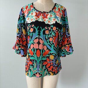 Maeve Anthropologie Silk Folkart Kimono Blouse